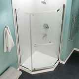 Castle Series 49 in. x 72 in. H Hinged Semi-Frameless Shower Door with Tsunami Guard Tempered Glass
