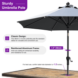 PURPLE LEAF Round Tilting Patio Umbrella with Base, Milan Porch Table Umbrella