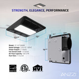 ANZZI 100 CFM Bathroom Exhaust Fan (1.5 Sones), Built-in Humidity Sensor, Dimmable Speed Control, Integrated LED Light, ETL/HVI Certified