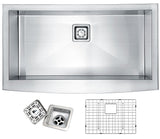 Elysian Farmhouse Stainless Steel 32 in. 0-Hole Single Bowl Kitchen Sink