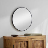 Round Mirror with Black Aluminum Frame