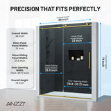 Mountain 48 in. W x 76 in. H Reversible Frameless Sliding Glass Shower Door with Soft-Close System - Multiple Finishes