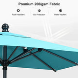 PURPLE LEAF Crank and Tilt Square Patio Table Umbrella with Base for Garden Porch