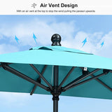 PURPLE LEAF Crank and Tilt Square Patio Table Umbrella with Base for Garden Porch