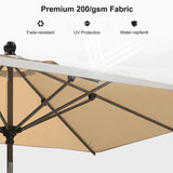 PURPLE LEAF Crank and Tilt Square Patio Table Umbrella with Base for Garden Porch