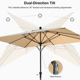 PURPLE LEAF Crank and Tilt Square Patio Table Umbrella with Base for Garden Porch