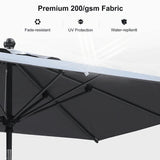 PURPLE LEAF Crank and Tilt Rectangular Outdoor Patio Market Umbrella with Base