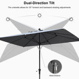 PURPLE LEAF Crank and Tilt Rectangular Outdoor Patio Market Umbrella with Base