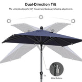 PURPLE LEAF Crank and Tilt Square Patio Table Umbrella with Base for Garden Porch