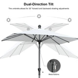 PURPLE LEAF Crank and Tilt Square Patio Table Umbrella with Base for Garden Porch