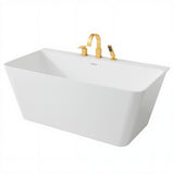 Vault Series 67 in. x 32 in. Flat Bottom Acrylic Freestanding Soaking Bathtub with Center Drain and Faucet