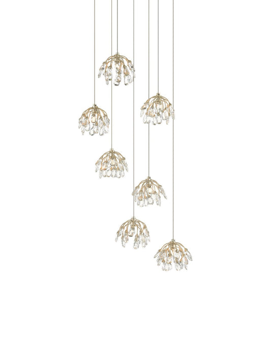 Crystal Bud 7-Light Round Multi-Drop Pendant