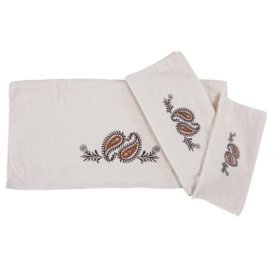 Rebecca Paisley 3PC Bath Towel Set, Cream, 2 MOQ