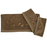 Rebecca Paisley 3PC Bath Towel Set, Mocha, 2 MOQ