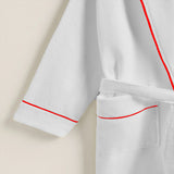 Shawl Collar Cotton Bath Robe with Border Embroidery