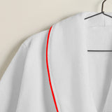 Shawl Collar Cotton Bath Robe with Border Embroidery