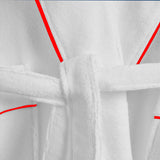 Shawl Collar Cotton Bath Robe with Border Embroidery