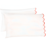 Allena 400TC Cotton Scallop Embroidery Sateen Solid Pillowcases (Set Of 2)