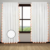 Allena Cotton Microcheck Scallop Embroidery Curtain (Set Of 2)