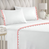 Ashley 400TC Cotton Traingle Embroidery Sateen Solid Sheet Set