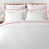 400TC Cotton Scallop Embroidery Sateen Solid Duvet Cover Set