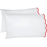 400TC Cotton Scallop Embroidery Sateen Solid Pillowcases (Set Of 2)