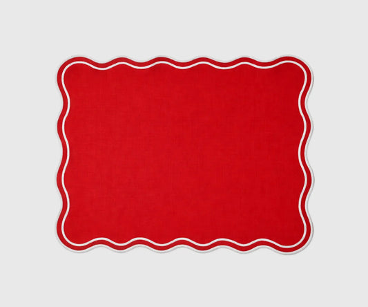 Dining Table Placemats - White Scalloped Placemats