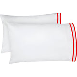 400TC Embroidery & Border Cotton Sateen Solid Pillowcases (Set Of 2)