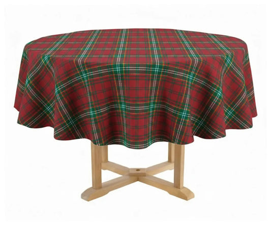 Christmas plaid Round Tablecloth