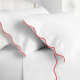 Monogram 400TC Cotton Scallop Embroidery Sateen Solid Sheet Set