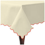 Scallop Embroidery Sateen Cotton Solid Table Cloth - Ivory