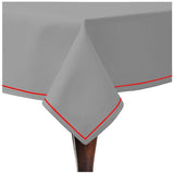 Single Embroidery Border Sateen Cotton Solid Table Cloth - Light Grey