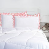 400TC U Shape Scallop Embroidery Cotton Solid Pillow Sham