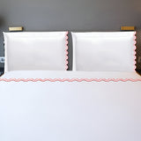 400TC Zig & Zag U Shape Scallop Embroidery Cotton Solid Sheet Set