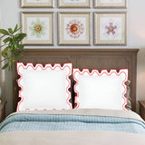 400TC Zig & Zag U Shape Scallop Embroidery Cotton Solid Euro Sham