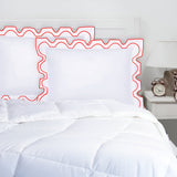 400TC Zig & Zag U Shape Scallop Embroidery Cotton Solid Pillow Sham