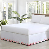 400TC Zig & Zag U Shape Solid Cotton Scallop Embroidery Tailored Bed Skirt