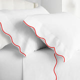 400TC Cotton Scallop Embroidery Sateen Solid Sheet Set