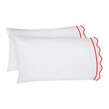 400TC Cotton Scallop Embroidery & Border Sateen Solid Sheet Set