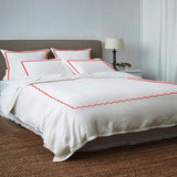 Ava 400TC Cotton Scallop Embroidery Sateen Solid Duvet Cover Set
