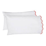 400TC Cotton Scallop Embroidery Sateen Solid Sheet Set
