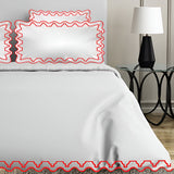 Imaginary Scallop 400TC Cotton Embroidery Sateen Solid Duvet Cover Set