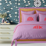 Monogram Lilac 400TC Cotton Small Scallop Embroidery Duvet Cover Set