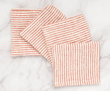 Red Linen Striped Napkins