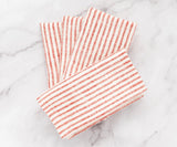 Red Linen Striped Napkins