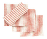 Red Linen Striped Napkins