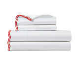 Red Scallop Embroidery Sheet Set