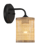 Reef Single Lights Wall Sconce With Natural Rattan Shade Rustic Wicker Wall Light
