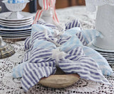 Blue Pinstripe Linen Napkins