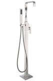 ANZZI Yosemite Floor Mount Tub Filler (44.5" H), 2-Handle Control, 60" Hand Sprayer, Solid Brass, cUPC Certified, Various Finishes